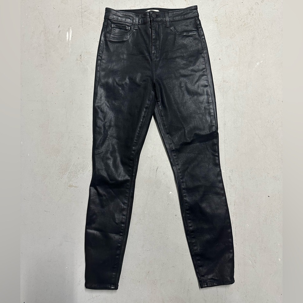 L'Agence Akira Ultra High Rise Skinny Jeans Black Noir Coated Womens Size 26